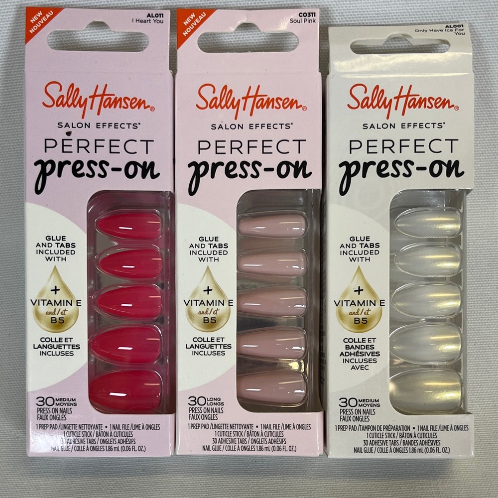 Sally Hansen Salon Effects Press On Nails 3 Pack Lot NIB